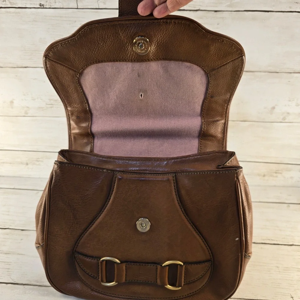 Vintage Y2K Juicy Couture Brown Pebbled Leather Satchel Bag Gold Crest Logo
